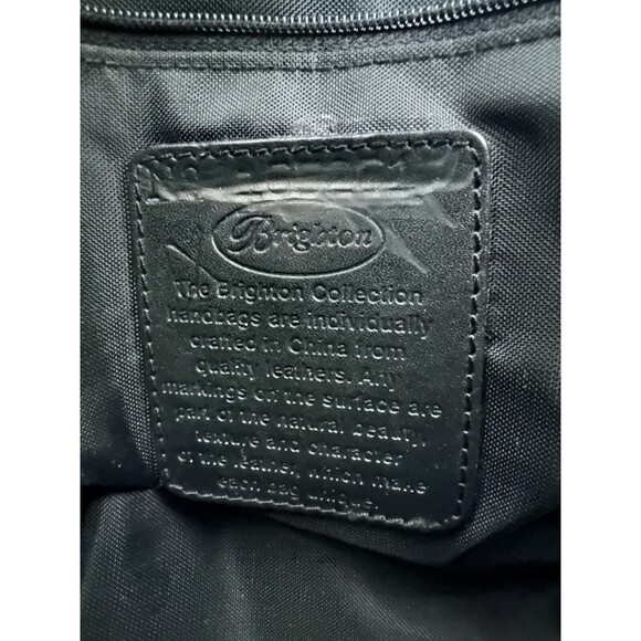 Brighton Nylon Shoulder Bag Braided Strap Croc Embossed Black Silver Western - Picture 9 of 11